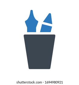 pen holder vector glyph color icon 