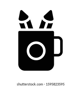 pen holder vector glyph flat icon 