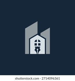 Logotipo de la casa de la pluma con forma simple y única