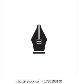 Pen house vector logo template. This design use home and door symbol. Suitable for publisher.