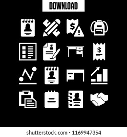 pen icon. 16 pen vector set. graphic, pencil, list and receipt icons for web and design about pen theme
