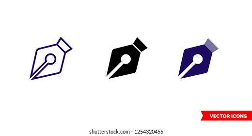 Pen icon of 3 types: color, black and white, outline. Isolated vector sign symbol.