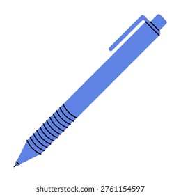 Pen icon. Ballpoint ink pen flat simple style, stylus pen stationery equipment, office school supplies isolated on white background. Vector illustration.