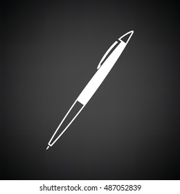 Pen icon. Black background with white. Vector illustration.