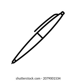 Pen icon. Black contour linear silhouette. Side view. Vector simple flat graphic illustration. The isolated object on a white background. Isolate.