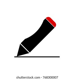 Pen icon black with red top  