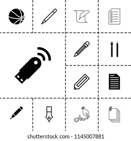 Pen icon. collection of 13 pen filled and outline icons such as usb signal, basketball, paper. editable pen icons for web and mobile.
