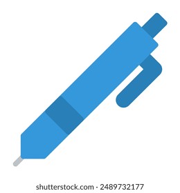 pen icon color or logo illustration flat color blue style	