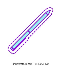 Pen icon. Colored sketch with dotted border on white background