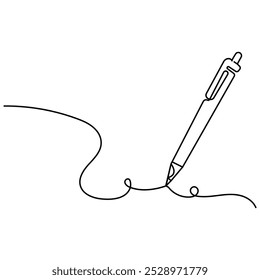 Pen icon  continuous one line drawing outline vector illustration 