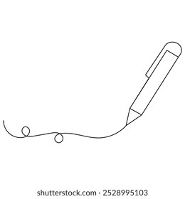 Pen icon  continuous one line drawing outline vector illustration