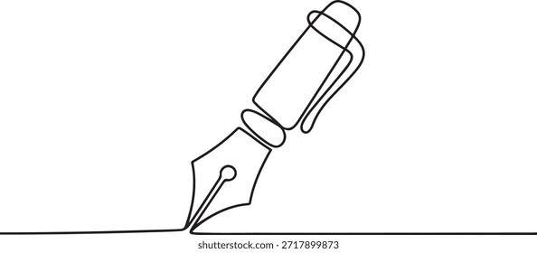  Icono de pluma dibujo continuo de una línea Diseño de Vector de contorno minimalista. dibujo de íconos de una línea
