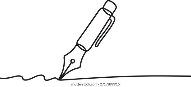  Ícone de caneta desenho contínuo de uma linha Design minimalista do vetor de contorno. uma linha
