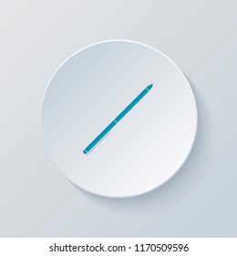 Pen icon. Cut circle with gray and blue layers. Paper style