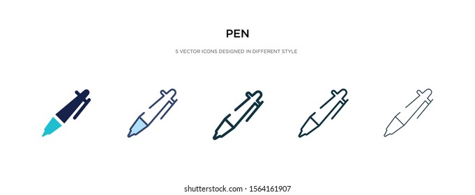 pen icon in different style vector illustration. two colored and black pen vector icons designed in filled, outline, line and stroke style can be used for web, mobile, ui