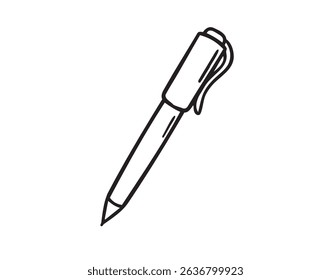 pen icon doodle hand drawn. Outline drawing pen line clipart symbol. Vector illustration