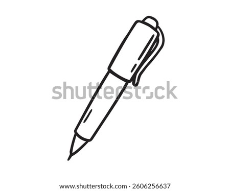 pen icon doodle hand drawn. Outline drawing pen line clipart symbol. Vector illustration