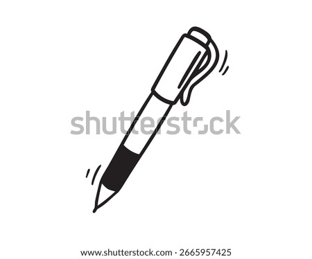 pen icon doodle hand drawn. Outline drawing pen line clipart symbol. Vector illustration