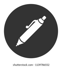 Pen icon. Pen for drawing. Gray background. Vector flat sign.