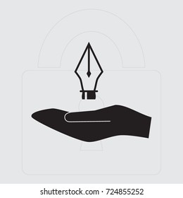 Pen icon, drawing vector illustration