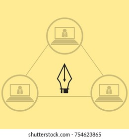 Pen icon, drawing vector illustration