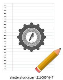 pen icon emblem with pencil effect. Vector Illustration. Detailed. 