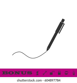 Pen icon flat. Black pictogram on white background. Vector illustration symbol and bonus button
