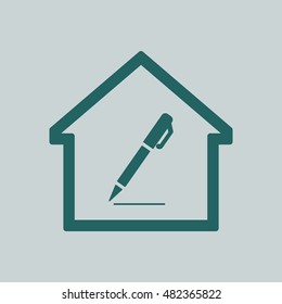 Pen  icon. Flat design.