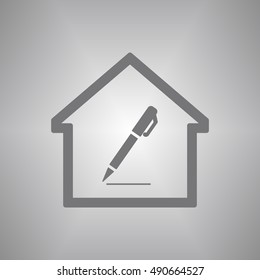 Pen  icon. Flat design.