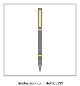Pen icon in flat design . Stationery theme symbol. vector illustration. school and office supplies.