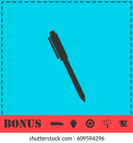 Pen icon flat. Simple vector symbol and bonus icon