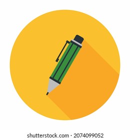 Pen icon. Flat icon vector with long shadow effect