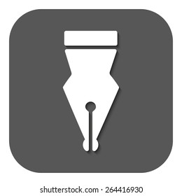 The pen icon. Fountain Pen symbol. Flat Vector illustration. Button