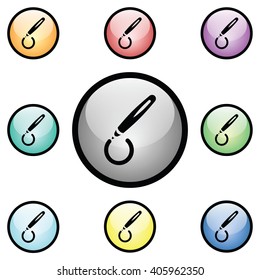 Pen Icon Glass Button Icon Set