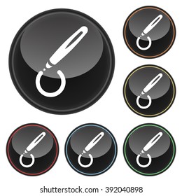 Pen Icon Glossy Button Icon Set in With Various Color Highlights