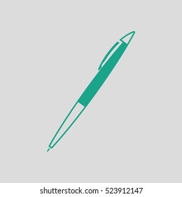 Pen icon. Gray background with green. Vector illustration.