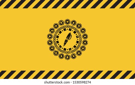 pen icon grunge warning sign emblem. Vector Illustration. Detailed.