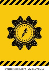 pen icon grunge warning sign emblem. Vector Illustration. Detailed. 