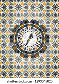 pen icon inside arabesque emblem background. arabic decoration.
