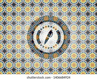 pen icon inside arabesque emblem background. arabic decoration.