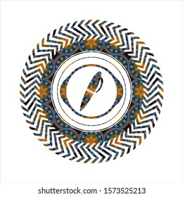 pen icon inside arabesque emblem. arabic decoration.