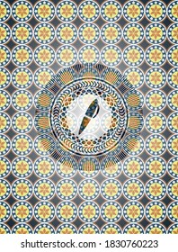 icono de lápiz dentro del emblema árabe. decoración árabe. 