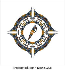 pen icon inside arabesque style badge. arabic decoration.