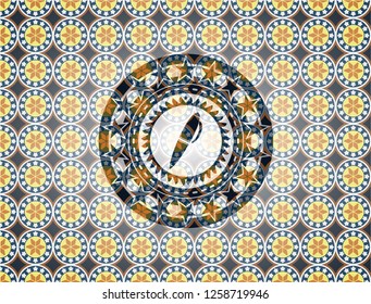 pen icon inside arabesque style emblem. arabic decoration.