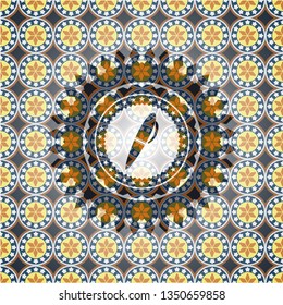 pen icon inside arabesque style emblem. arabic decoration.