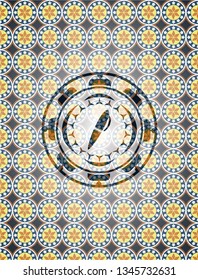 pen icon inside arabic emblem background. Arabesque decoration.