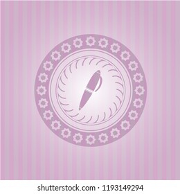 pen icon inside badge with pink background