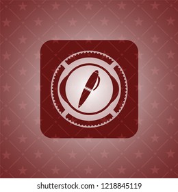 pen icon inside badge with red background