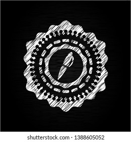 pen icon inside chalk emblem