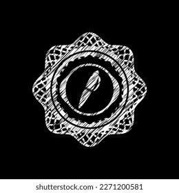 icono de la pluma dentro del emblema de la tiza. 
